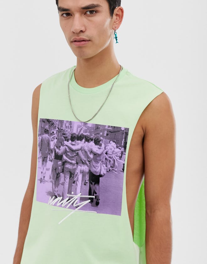 ASOS DESIGN x glaad& unisex tank with photographic and tour print