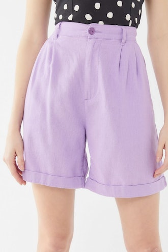UO Carlton Linen Longline Trouser Short
