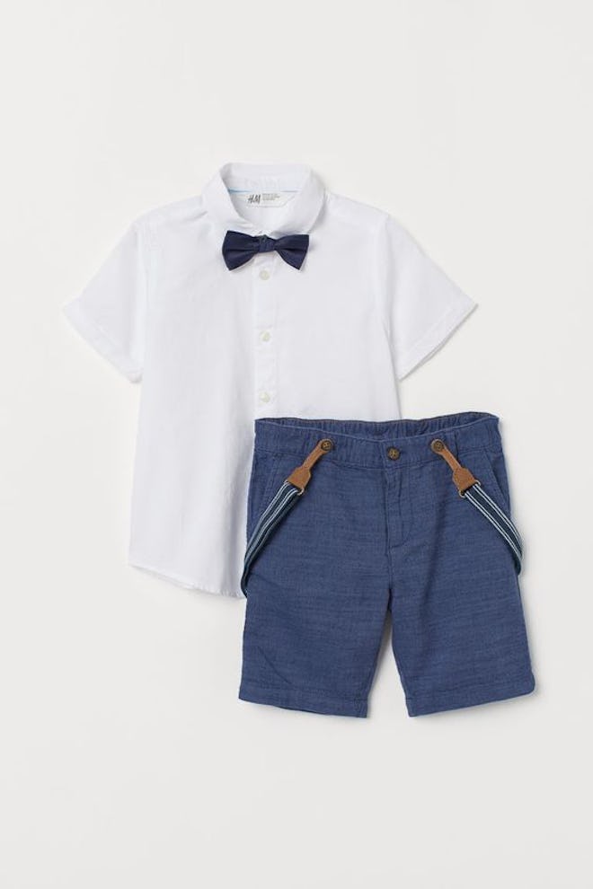 Shirt With Bow Tie And Shorts