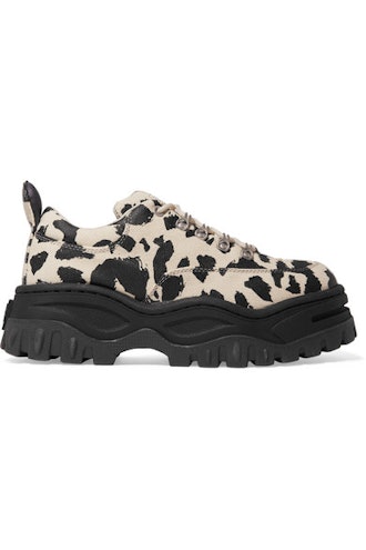Angel Leopard-Print Cotton-Canvas Platform Sneakers