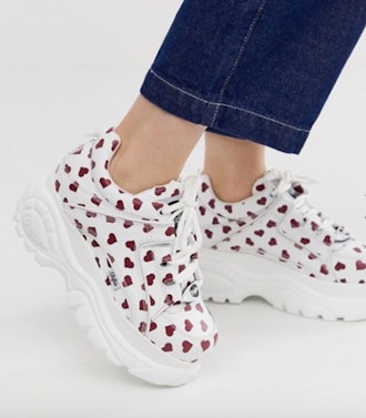 Buffalo Classic Low Top Chunky Platform Trainers In Heart Print