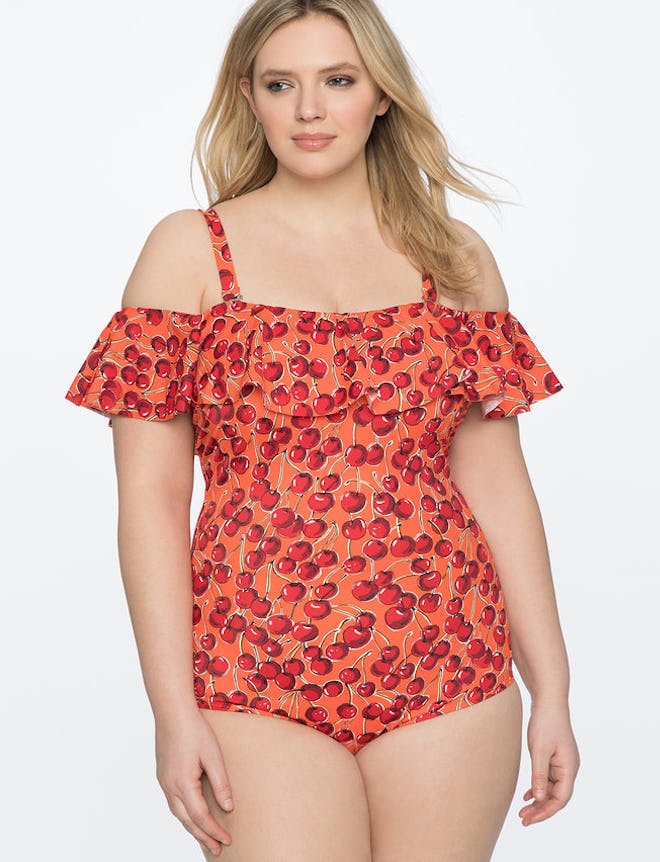 Ruffle Off the Shoulder One Piece Swimsuit