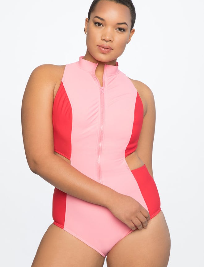 Colorblock One Piece With Cutouts