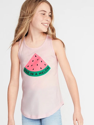 Graphic Curved-Hem Tank for Girls