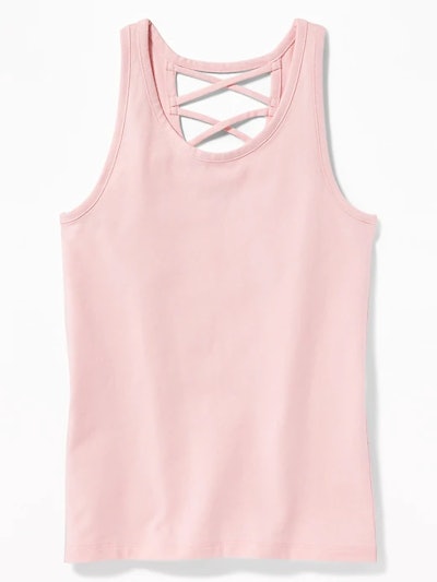 Strappy Cross-Back Jersey Tank for Girls