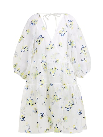 Manila Floral-Embroidered Organza Dress
