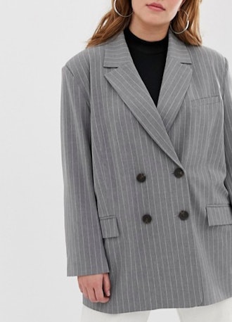 Dad Suit Blazer in Gray Pinstripe