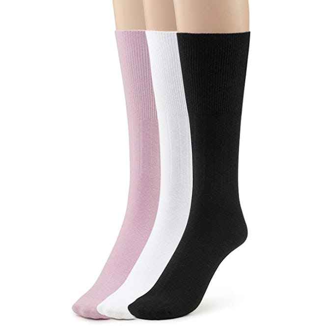 Silky Toes Women's Diabetic Premium Non-Binding Cotton Dress Socks (3 Pairs)