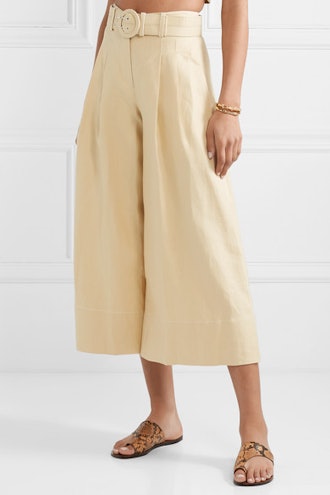 Belted Cropped Linen Culottes