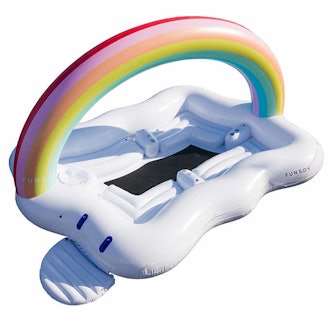 FUNBOY Rainbow Island Float with High-flow Electric Pump