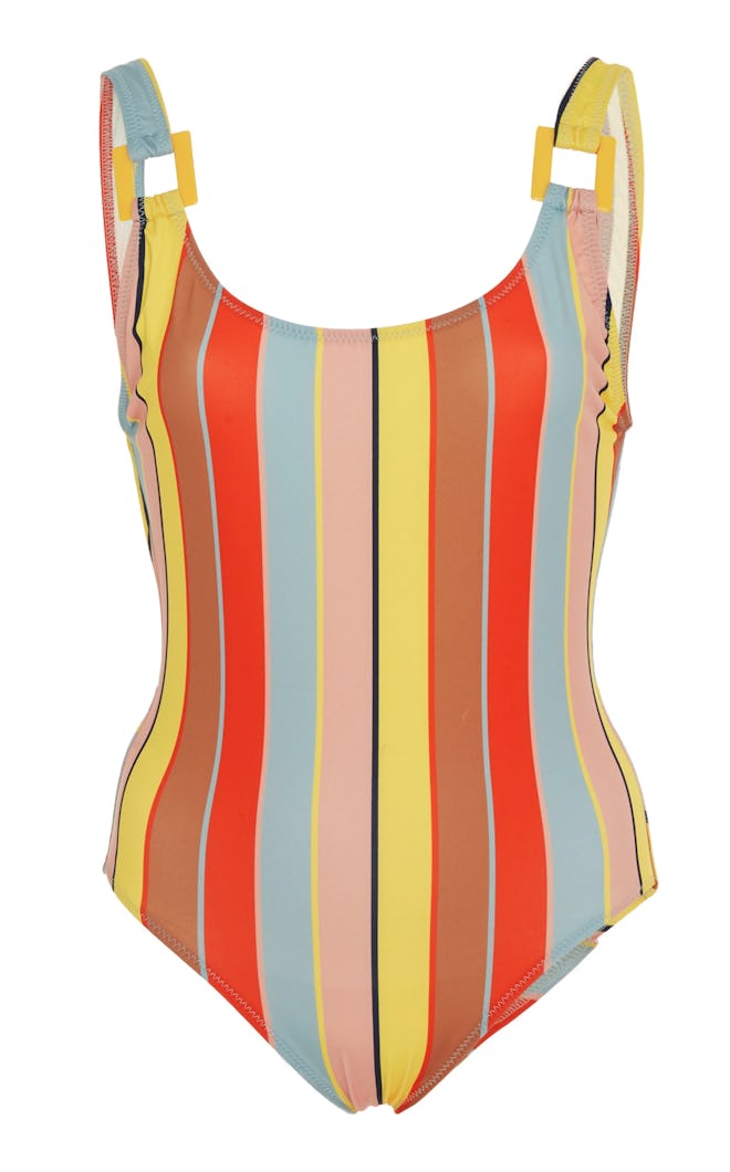 Stella Buckle Striped One-Piece Swimsuit