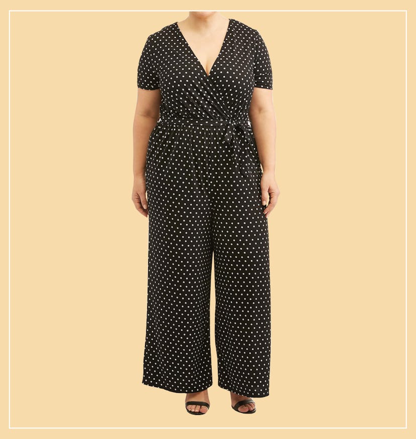 Concepts Women's Plus Size Short Sleeve Knit Surplice Jumpsuit