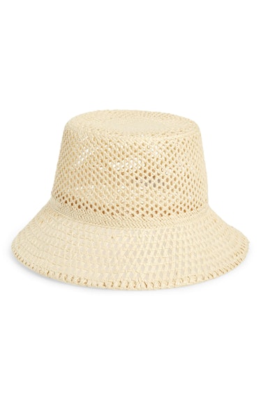Weave Straw Bucket Hat, Main, color, NATURAL Open Weave Straw Bucket Hat