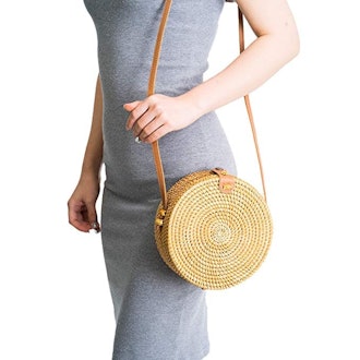 NaturalNeo Handwoven Round Rattan Bag