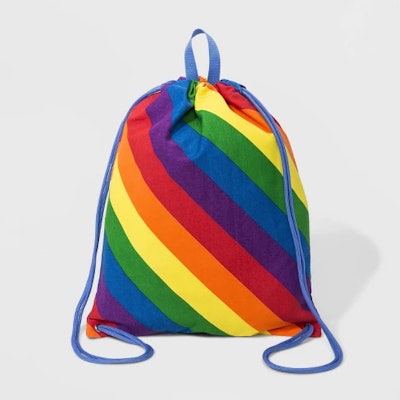 Pride Striped Rainbow Drawstring Bag