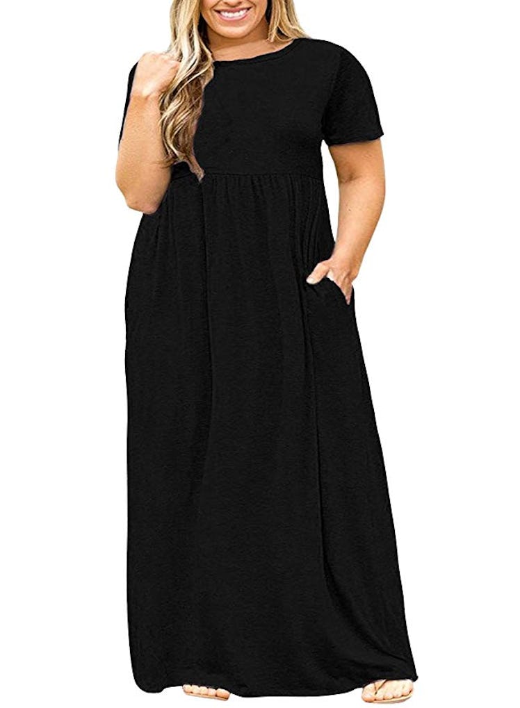 Nemidor Women Short Sleeve Casual Plus Size Maxi Dress 