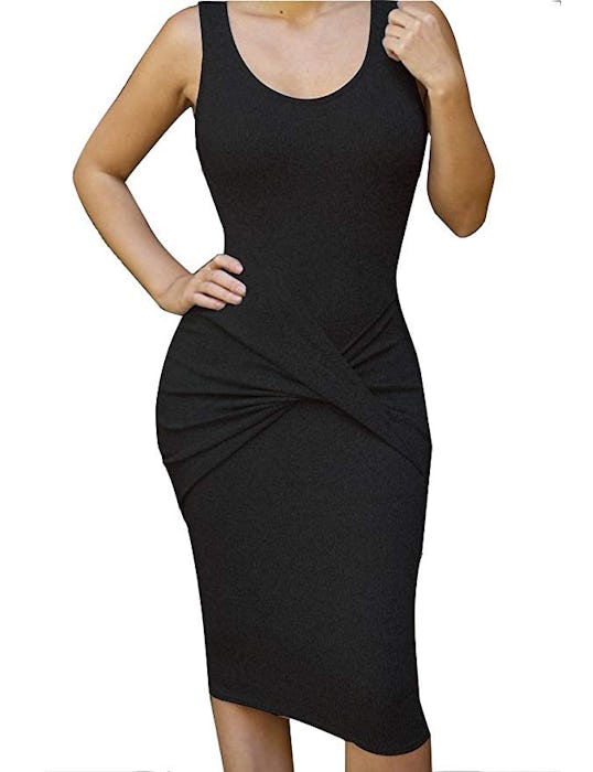Allegrace Womens Sleeveless Bodycon Midi Dress