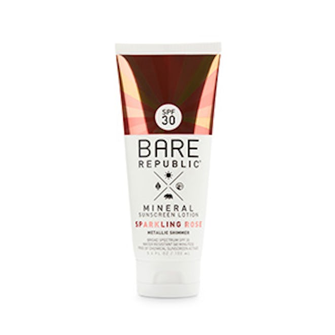 Bare Republic Mineral Shimmer Sunscreen Lotion SPF 30 in Sparkling Rose