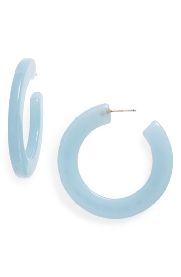 Madewell Earrings, Main, color, FEATHER BLUE Acetate Hoop Earrings