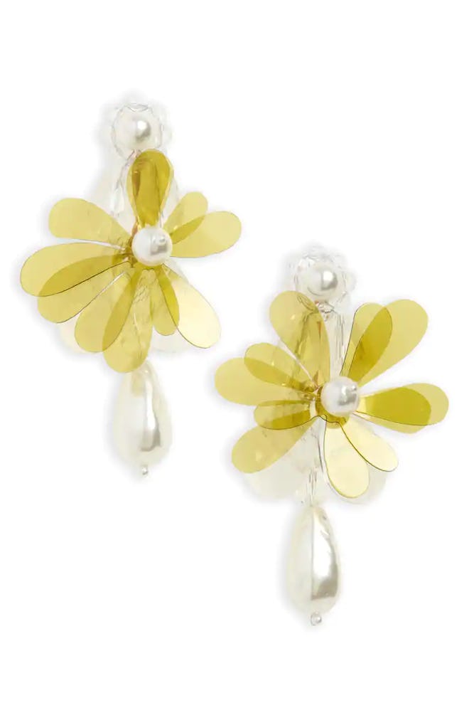 Simone Rocha Beaded Flower Drop Earrings