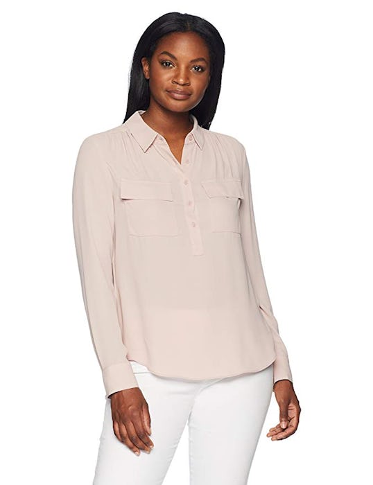 Lark & Ro Women's Sheer Utility Blouse