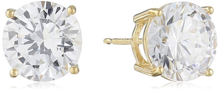 Amazon Essentials Plated Sterling Silver Cubic Zirconia Stud Earrings