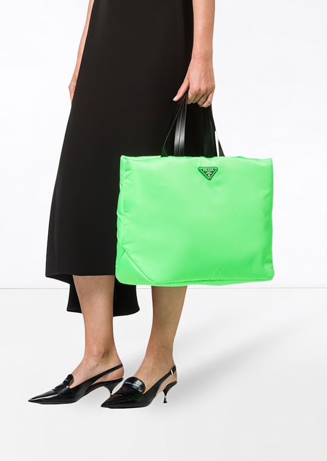 Neon Green Padded Tote Bag
