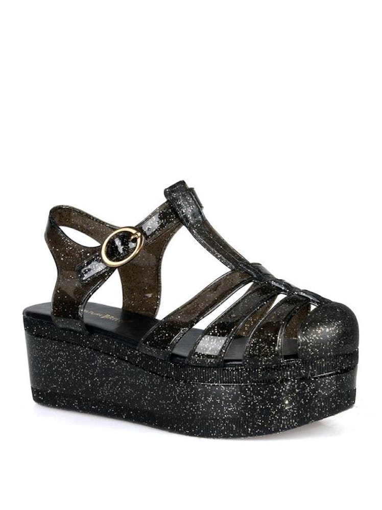 Nature Breeze caged Jelly Platform Women's Sandals in Black