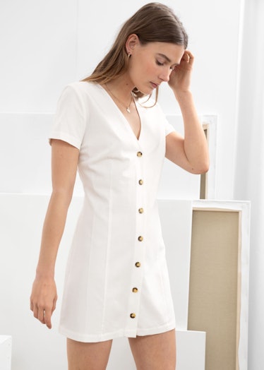 Hourglass Cotton Blend Mini Dress
