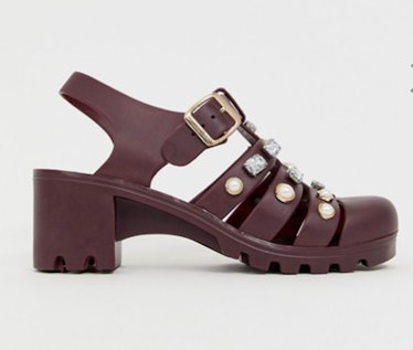 ASOS DESIGN Fascinate embellished heeled jelly sandals