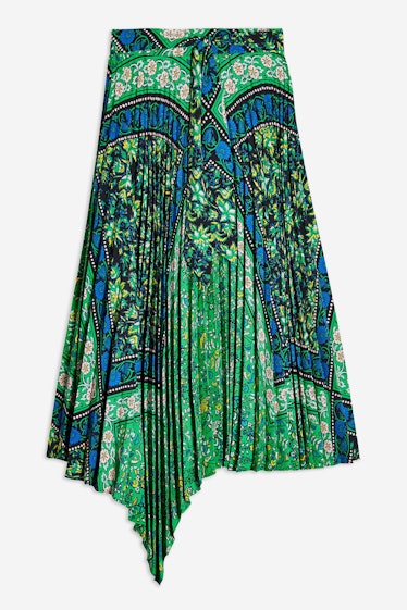 Green Paisley Print Midi Skirt