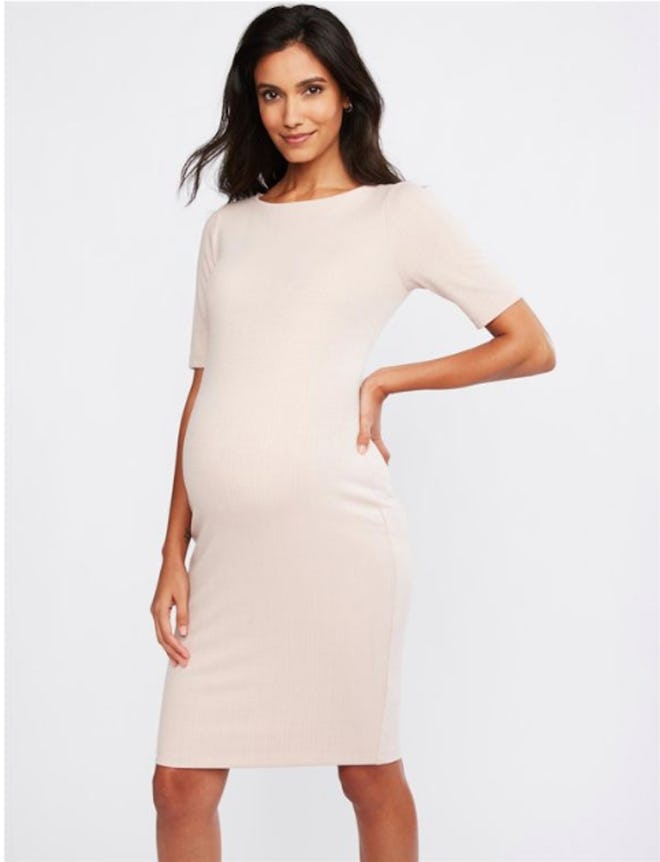 Textured Bodycon Maternity Dress