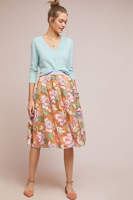 Pixilated Tulle Midi Skirt