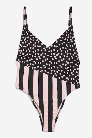 Spot And Stripe Print Swimsuit