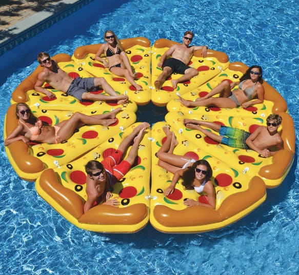 blowing up pool floats