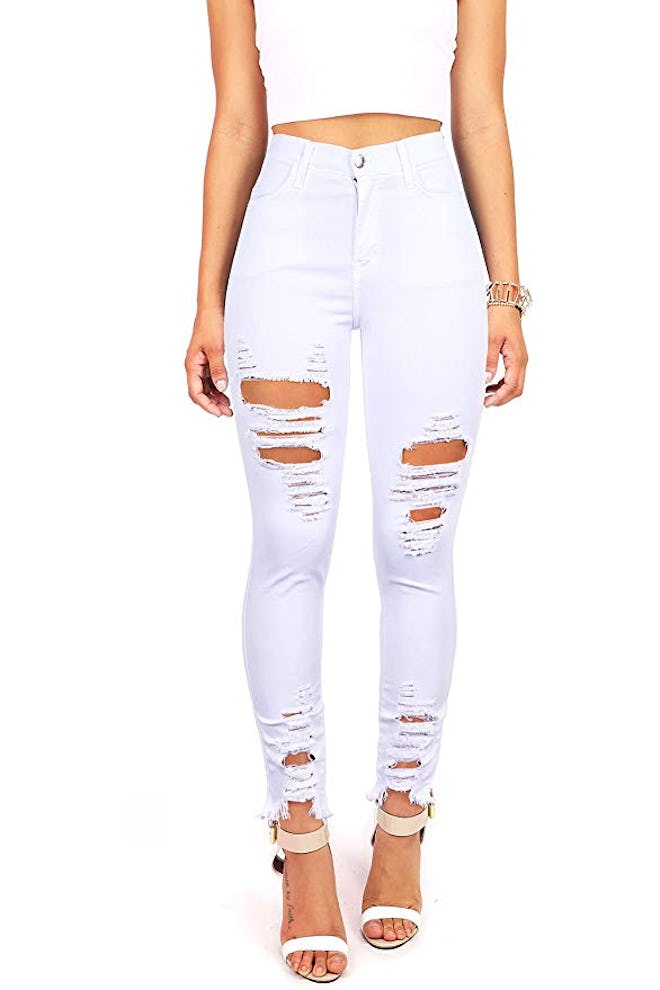 Vibrant High-Rise Distressed Jeans