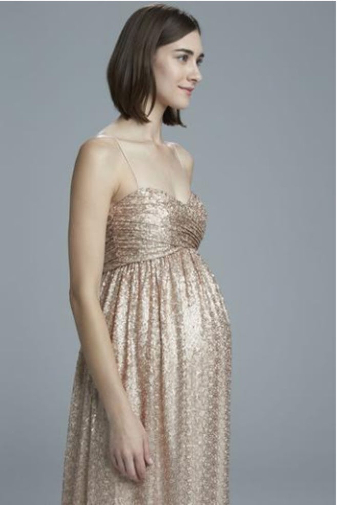 Maternity Bridesmaid Dress with Spaghetti Strap and Sweetheart Neckline