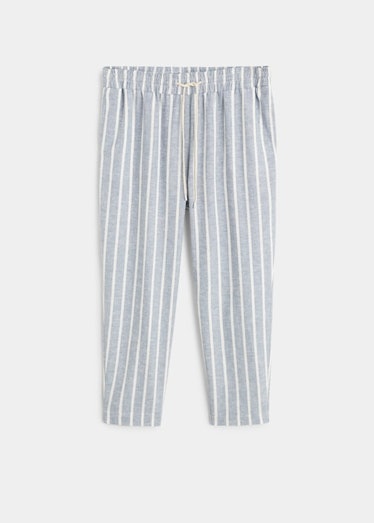 Striped linen-blend trousers