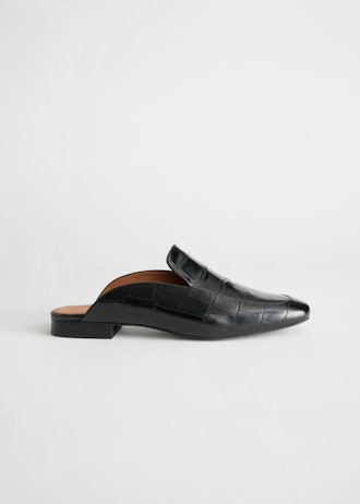 Slip On Croc Embossed Leather Loafers