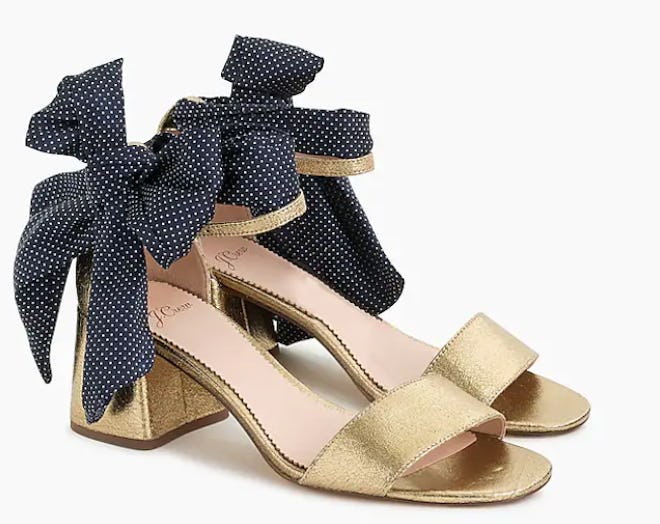 Penny Ankle Strap Sandals In Metallic Leather With Scarf tie