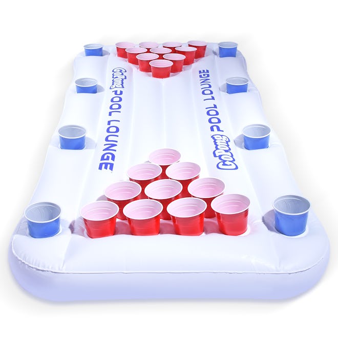 GoPong Pool Lounge Inflatable Beer Pong Table with Social Floating, 6' Long