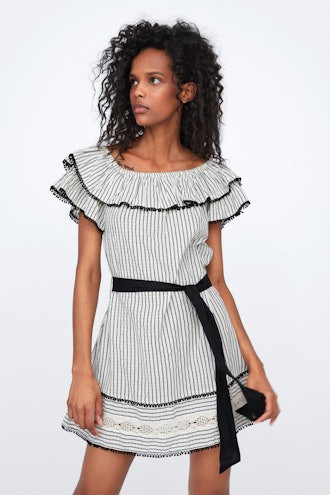 Belted Dress With Ruffles