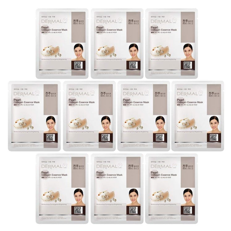 Dermal Pearl Collagen Essence Facial Mask Sheet Set (10 Pack)