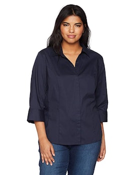 Riders by Lee Indigo Women's Plus Size Easy Care ¾ Sleeve Woven Shirt