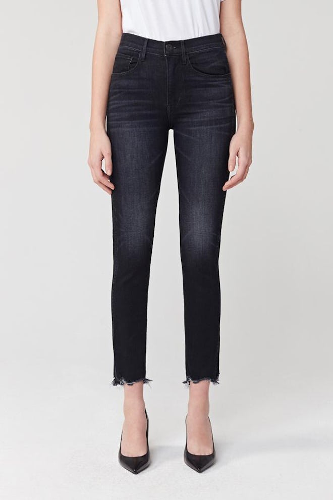 W3 Straight Authentic Crop High Rise Jean - Black Shake