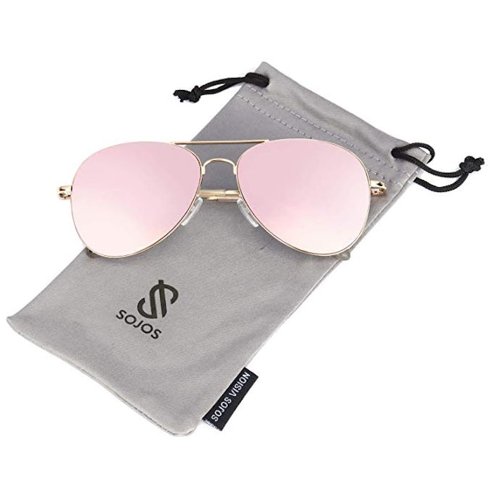 SOJOS Classic Aviator Mirrored Flat Lens Sunglasses 