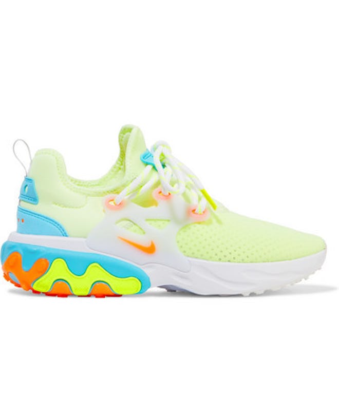 React Presto Neon Suede And Rubber-Trimmed Mesh Sneakers