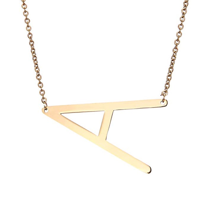 Rinhoo Sideways Large Initial Necklace