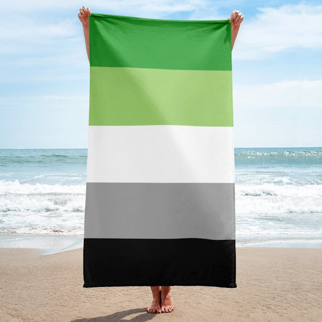 Aromantic Pride Flag Beach Towel