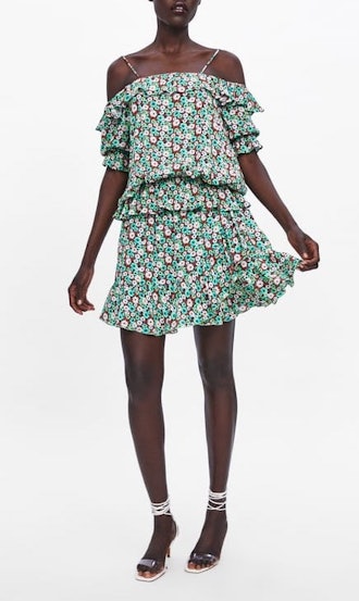 Floral Print Blouse & Ruffle Skirt